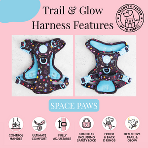 Trail & Glow Dog Harness - COLOUR DROPS® - Space Paws