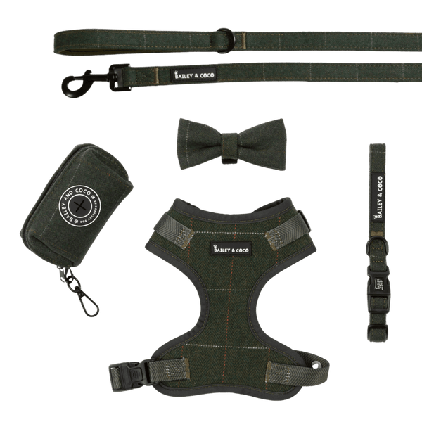 Adjustable Dog Harness Bundle Set - Forest Tweed - Bailey and Coco (UK)