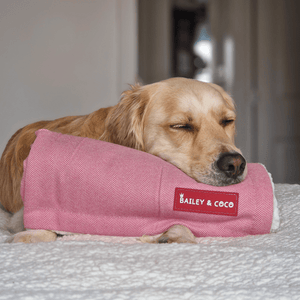 Bubblegum Pink Tweed Dog Blanket - Soft Sherpa Lined - Bailey and Coco (UK)