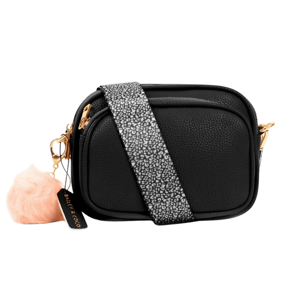 Crossbody Dog Walking Bag - Vegan Leather - Black - Bailey and Coco (UK)