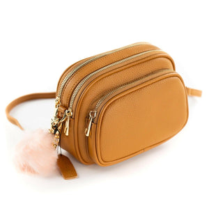 Crossbody Dog Walking Bag - Vegan Leather - Oxford Tan - Bailey and Coco (UK)