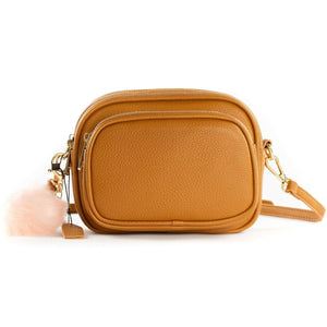 Crossbody Dog Walking Bag - Vegan Leather - Oxford Tan - Bailey and Coco (UK)