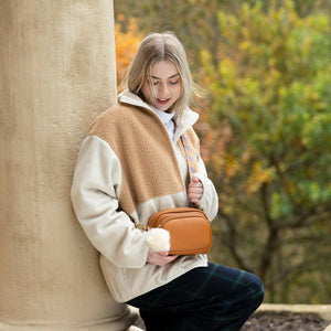 Crossbody Dog Walking Bag - Vegan Leather - Oxford Tan - Bailey and Coco (UK)