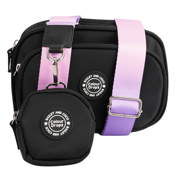 Dog Walking Bag - Black with Love that for you Strap - Bailey and Coco (UK)