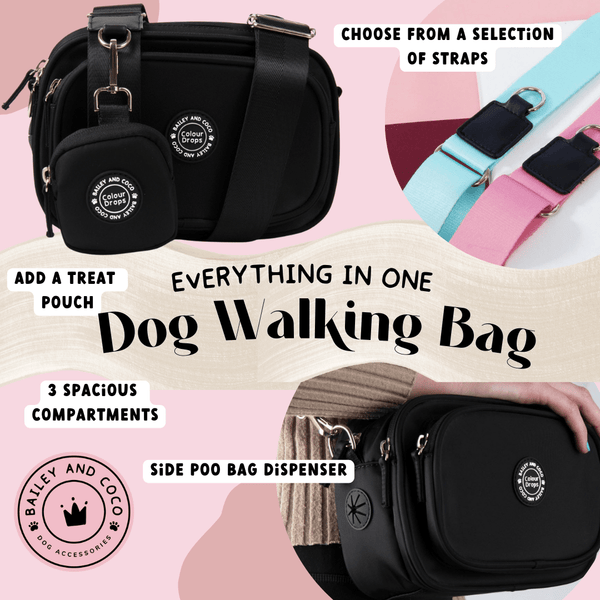 Dog Walking Bag - Black with We're Jammin' Strap - alternate view