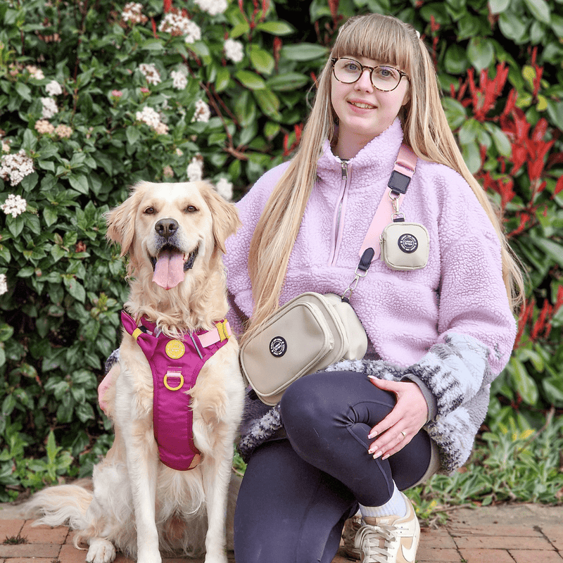 Dog Walking Bag - Latte with Forest Tweed Strap - Bailey and Coco (UK)