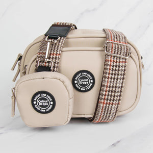Dog Walking Bag - Latte with Heritage Plaid Strap - Bailey and Coco (UK)