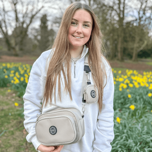 Dog Walking Bag - Latte with Khaki Strap - alternate view