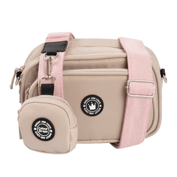 Dog Walking Bag - Latte with Lavender Tweed Strap - Bailey and Coco (UK)