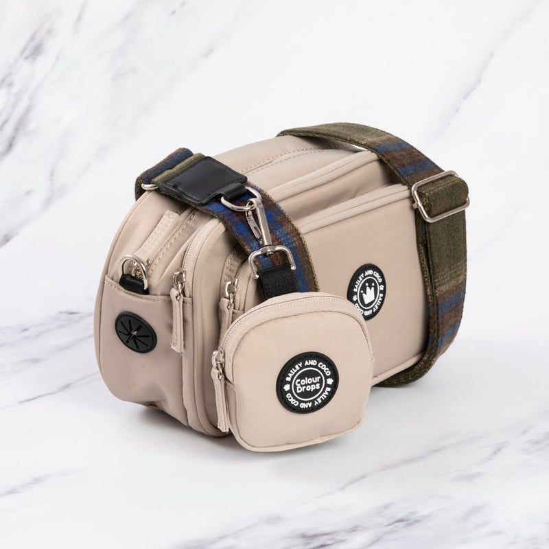 Dog Walking Bag - Latte with Mayfair Tweed Strap - Bailey and Coco (UK)