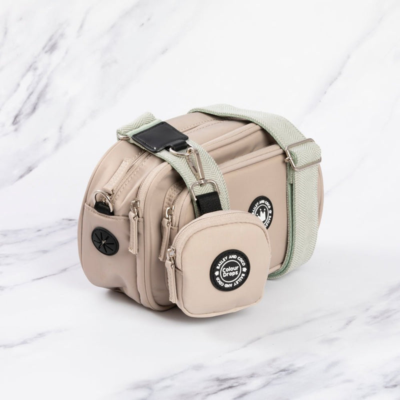 Dog Walking Bag - Latte with Sage Tweed Strap - Bailey and Coco (UK)