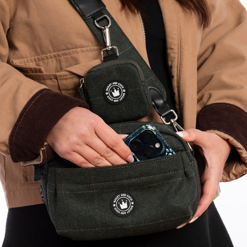 Forest Tweed Adjustable Dog Harness, Lead, Collar & Tweed Dog Walking Bag Bundle - Bailey and Coco (UK)