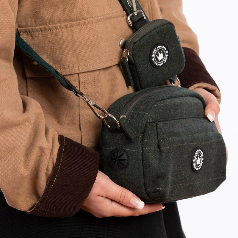 Forest Tweed Adjustable Dog Harness, Lead, Collar & Tweed Dog Walking Bag Bundle - Bailey and Coco (UK)