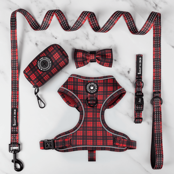 Glow Harness® Bundle Set - The Red Tartan One - Bailey and Coco (UK)