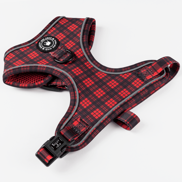 Glow Harness® - The Red Tartan One - Bailey and Coco (UK)