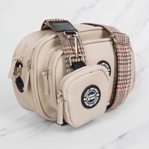 Heritage Plaid Adjustable Dog Harness, Lead, Collar & Latte Dog Walking Bag Bundle - Bailey and Coco (UK)