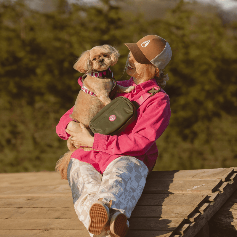 Magnetic Snap Dog Walking Bum Bag - Olive it Hot - Bailey and Coco (UK)