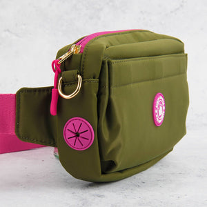 Magnetic Snap Dog Walking Bum Bag - Olive it Hot - Bailey and Coco (UK)