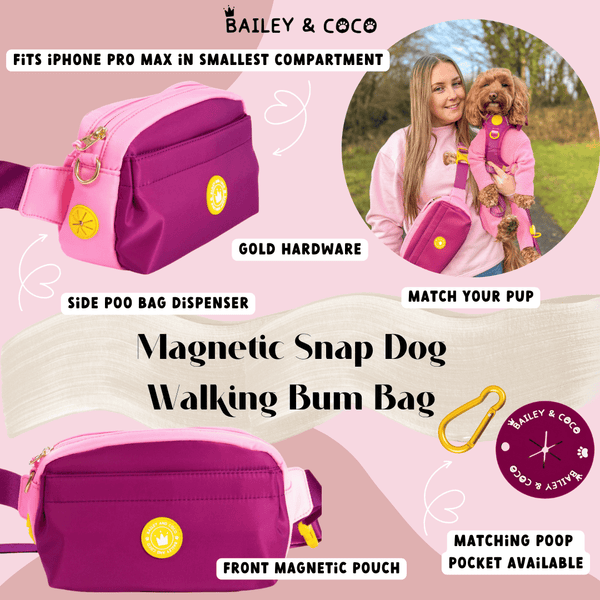 Magnetic Snap Dog Walking Bum Bag - We're Jammin' - alternate view