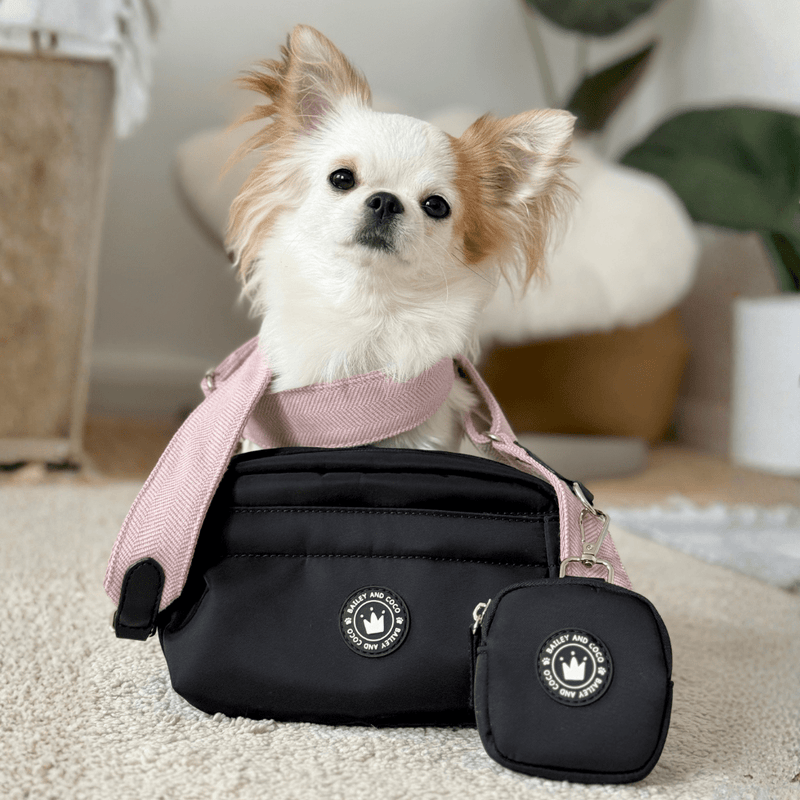 Mini Magnetic Snap Dog Walking Bag with Lavender Tweed Strap - Bailey and Coco (UK)