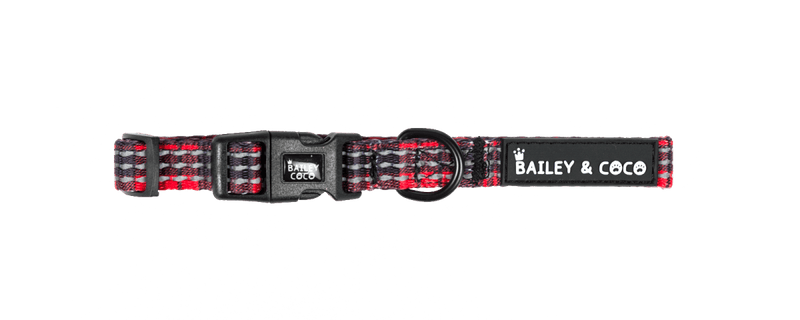 Trail & Glow® Collar - The Red Tartan One - Bailey and Coco (UK)