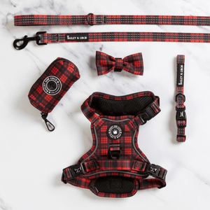 Trail & Glow® Harness Bundle Set - The Red Tartan One - Bailey and Coco (UK)