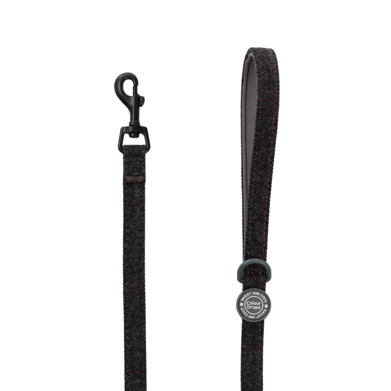 Trail & Glow Lightweight Mini Dog Lead 5ft - Colour Drops - Charcoal Tweed - Bailey and Coco (UK)