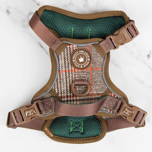 Trail & Glow Tweed Dog Harness - Colour Drops - Heritage Plaid - Bailey and Coco (UK)