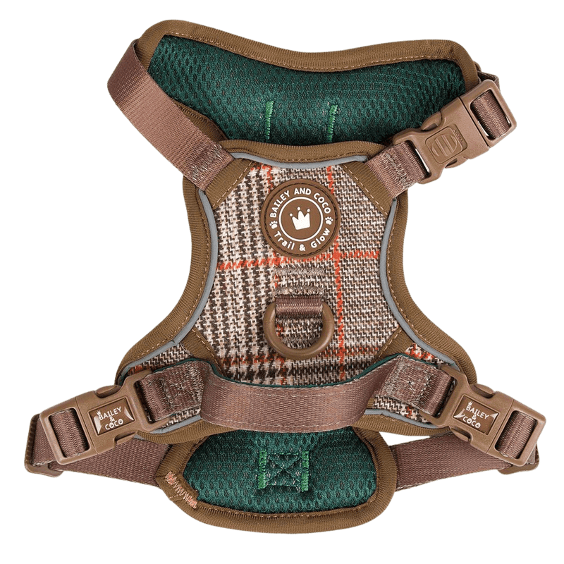 Trail & Glow Tweed Dog Harness - Colour Drops - Heritage Plaid - Bailey and Coco (UK)
