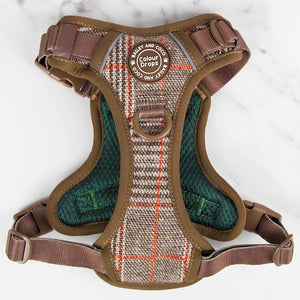 Trail & Glow Tweed Dog Harness - Colour Drops - Heritage Plaid - Bailey and Coco (UK)