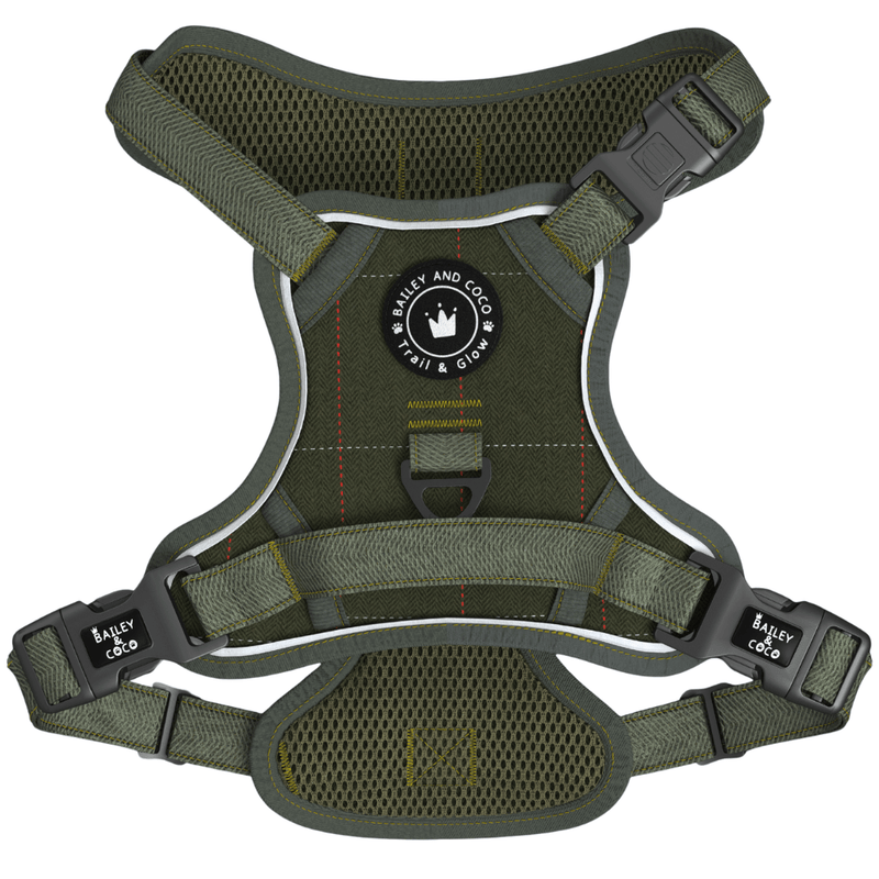 Trail & Glow Tweed Dog Harness - Forest Tweed - Bailey and Coco (UK)