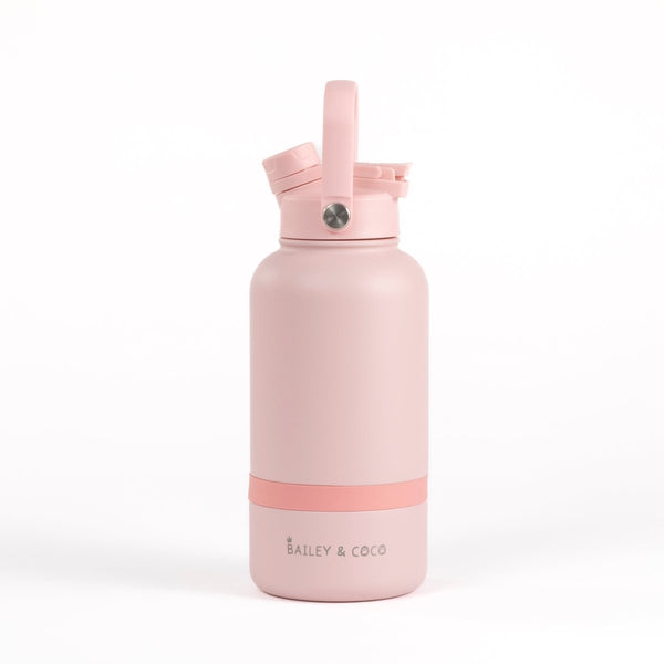 2 - in - 1 Dog Walking Water Bottle with Straw & Treat Bowl - 1L - Ballet Pink - Bailey and Coco (UK)