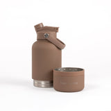 2 - in - 1 Dog Walking Water Bottle with Straw & Treat Bowl - 1L - Cocoa Latte - Bailey and Coco (UK)