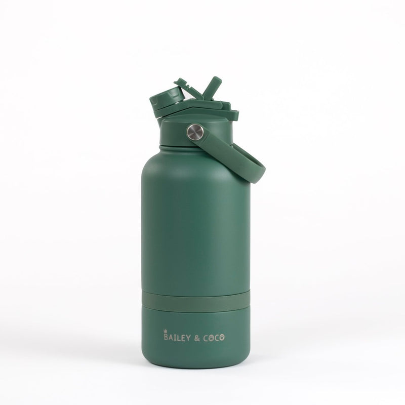 2 - in - 1 Dog Walking Water Bottle with Straw & Treat Bowl - 1L - Forest Walk - Bailey and Coco (UK)