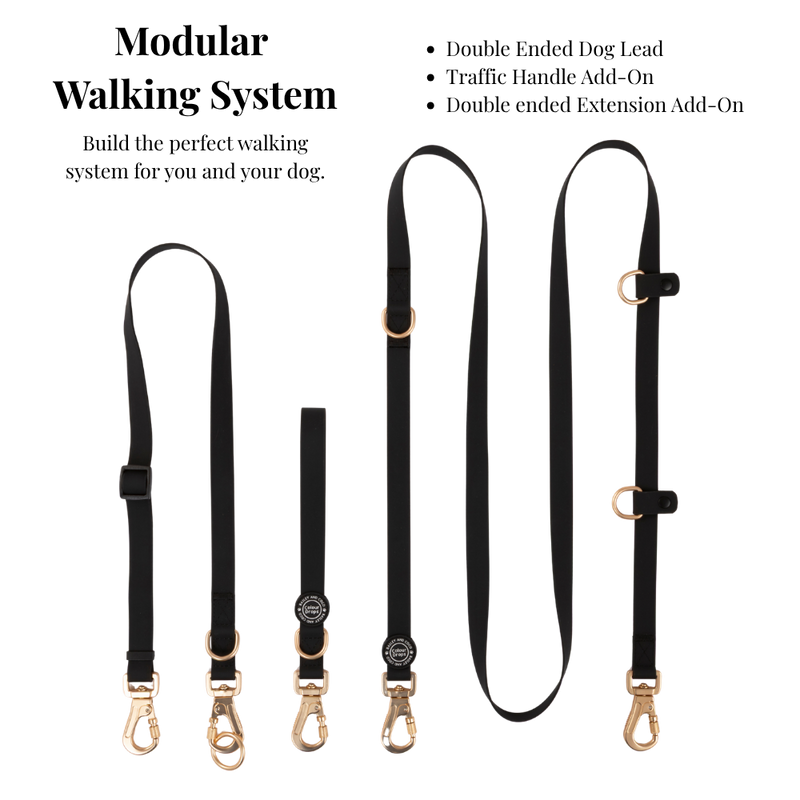 Hands-Free Double Ended Dog Lead Complete Set – Jet Black.