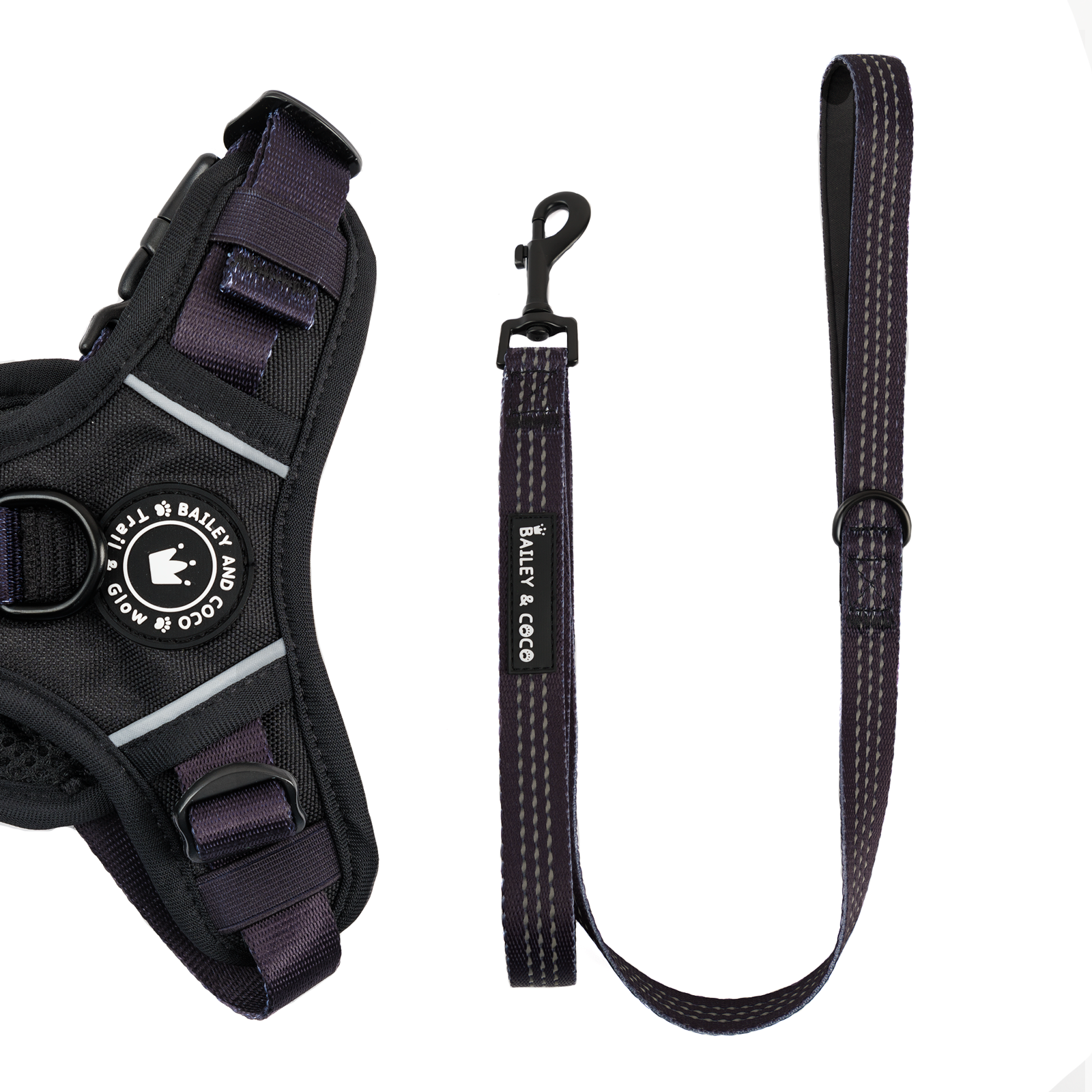 Trail & Glow® Fabric Dog Lead 5ft - The Jet Black One.