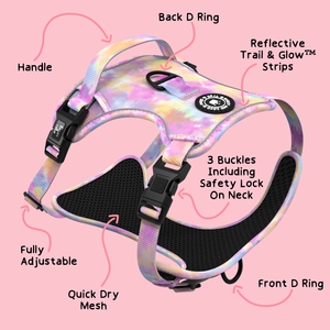 Trail & Glow® Dog Harness - Candy Floss.