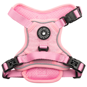 Bubblegum Pink Tweed Dog Harness - No Pull & Reflective | Trail & Glow®.