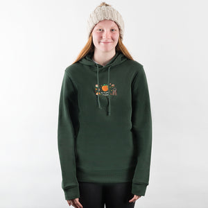 Embroidered Autumn Magic Organic Hoodie - Forest Green.
