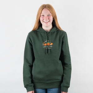 Embroidered I Put A Spell On You Organic Hoodie - Forest Green.