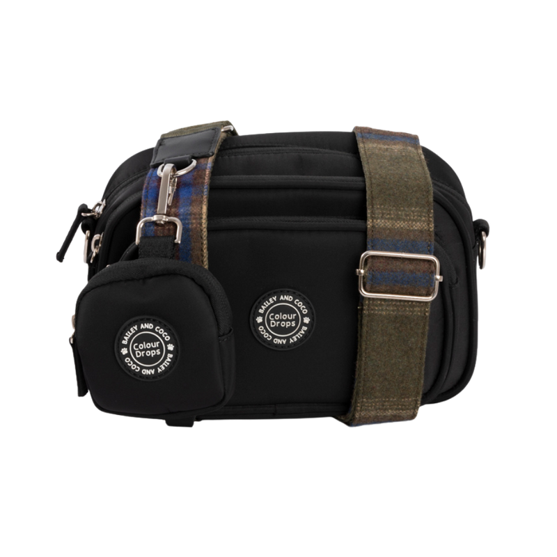 Dog Walking Bag - Black with Mayfair Tweed Strap