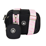 Dog Walking Bag - Black with Candy Floss Strap