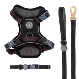 Charcoal Tweed Trail & Glow Dog Harness, Lead & Collar Bundle