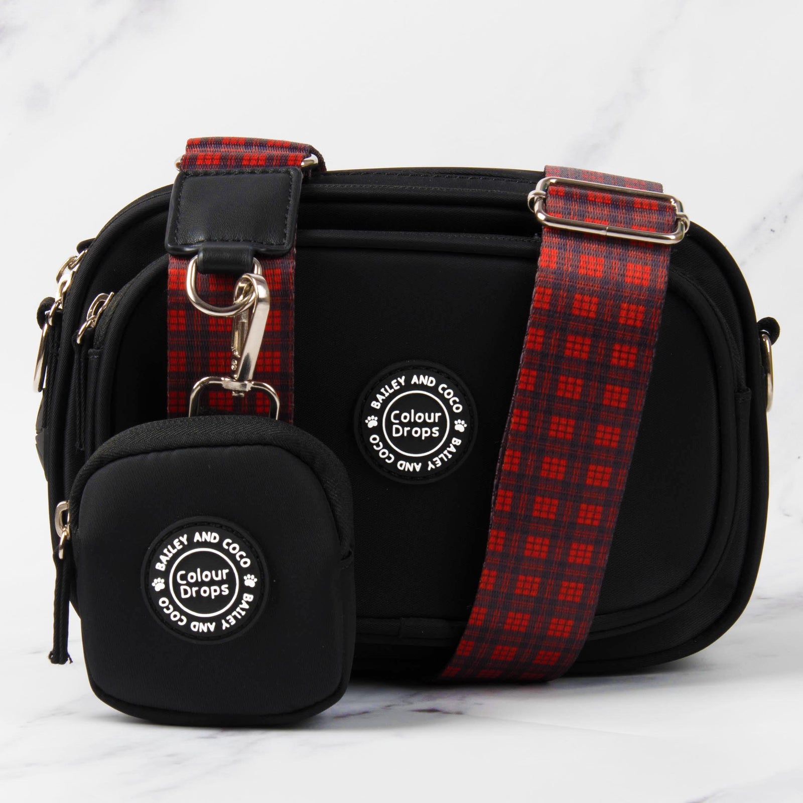 Red Tartan Strap for Dog Walking Bag - Bailey and Coco (UK)