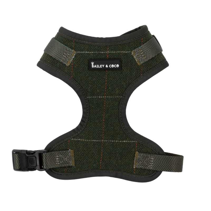 Forest Tweed Dog Harness - Adjustable Neck Dog Harness