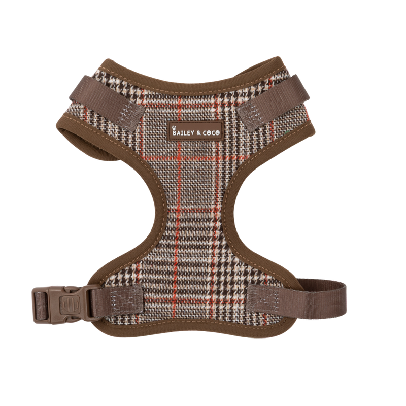 Heritage Plaid Dog Harness - Adjustable Neck Dog Harness.