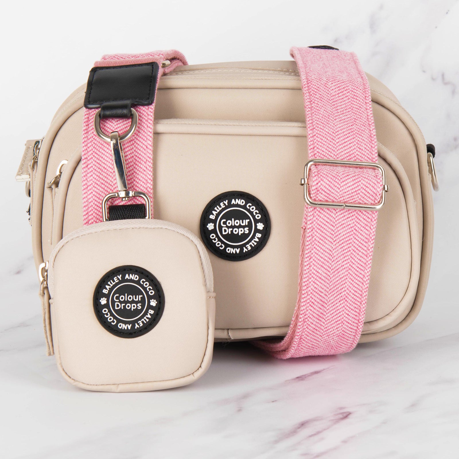 Bubblegum Tweed Strap for Dog Walking Bag - Bailey and Coco (UK)