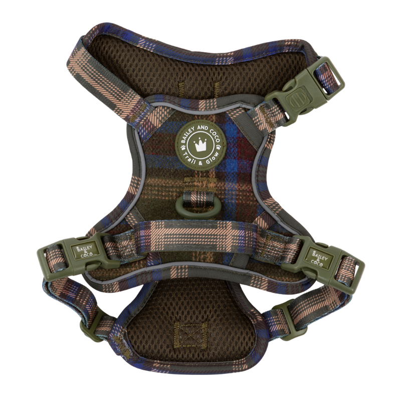 Trail & Glow Tweed Dog Harness - Colour Drops - Mayfair Tweed