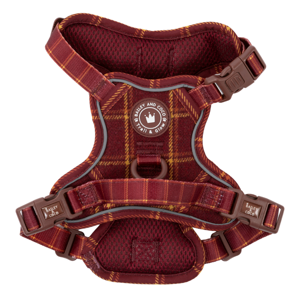 Trail & Glow Tweed Dog Harness - Colour Drops - Mulberry Plaid