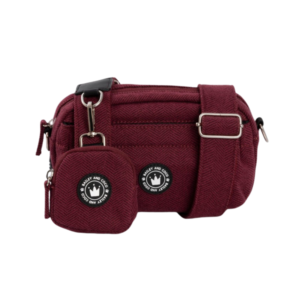 Premium Mulberry Tweed Dog Walking Bag
